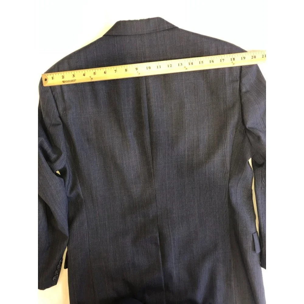 Hart Schafner Marx Mens Size 40R Sport Coat Blazer Blue 2 Button Glen Plaid FLAW
